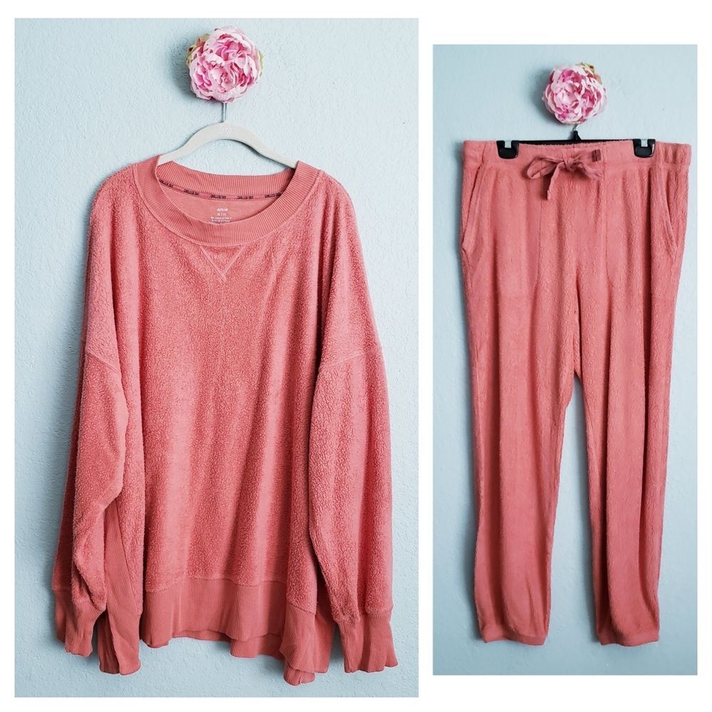 Aerie Coral Cozy Good Loungewear Set